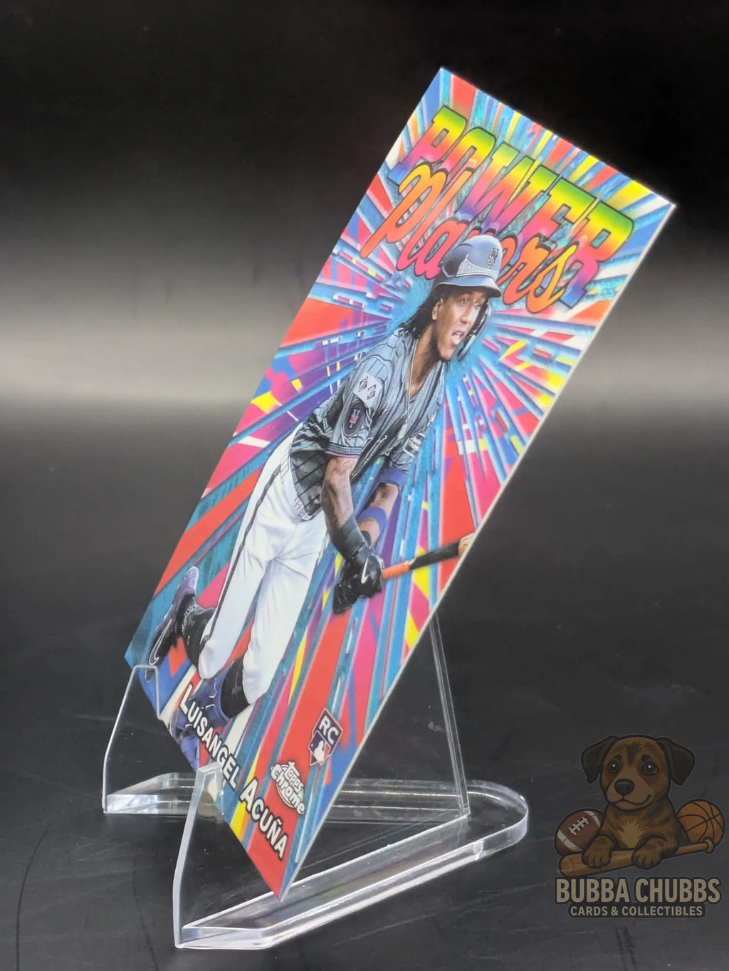 Baseball rookie trading card of Luisangel Acuna of the New York Mets topps "Power Players"