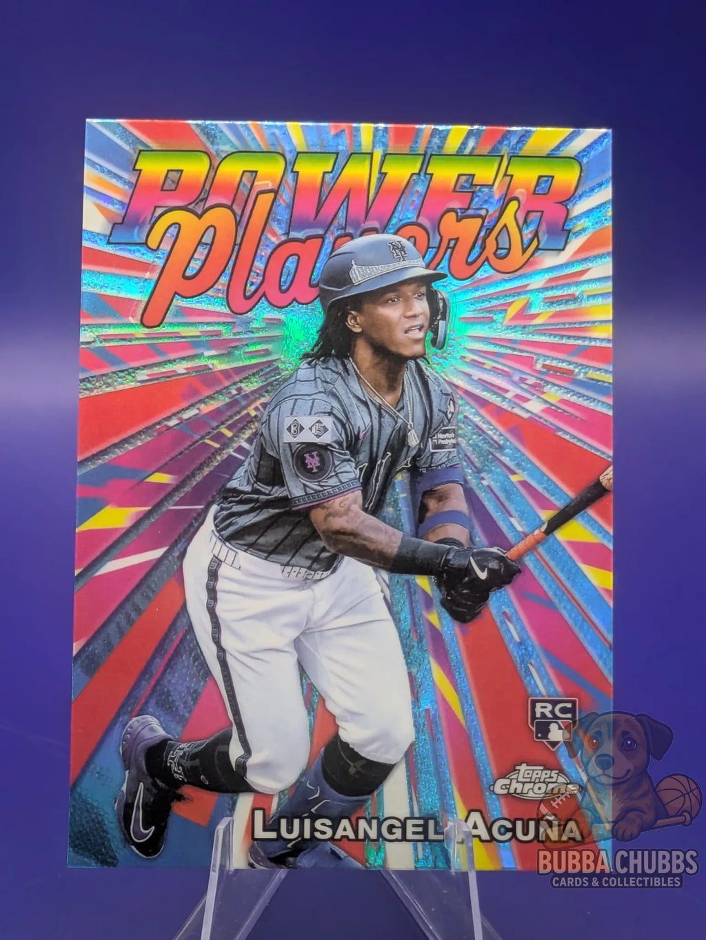 Baseball rookie trading card of Luisangel Acuna of the New York Mets topps "Power Players"