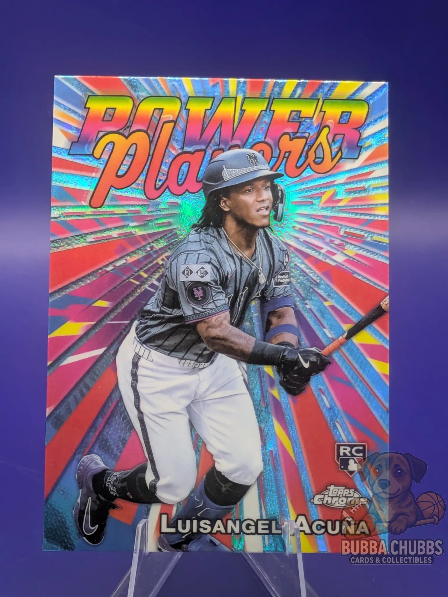 Baseball rookie trading card of Luisangel Acuna of the New York Mets topps "Power Players"