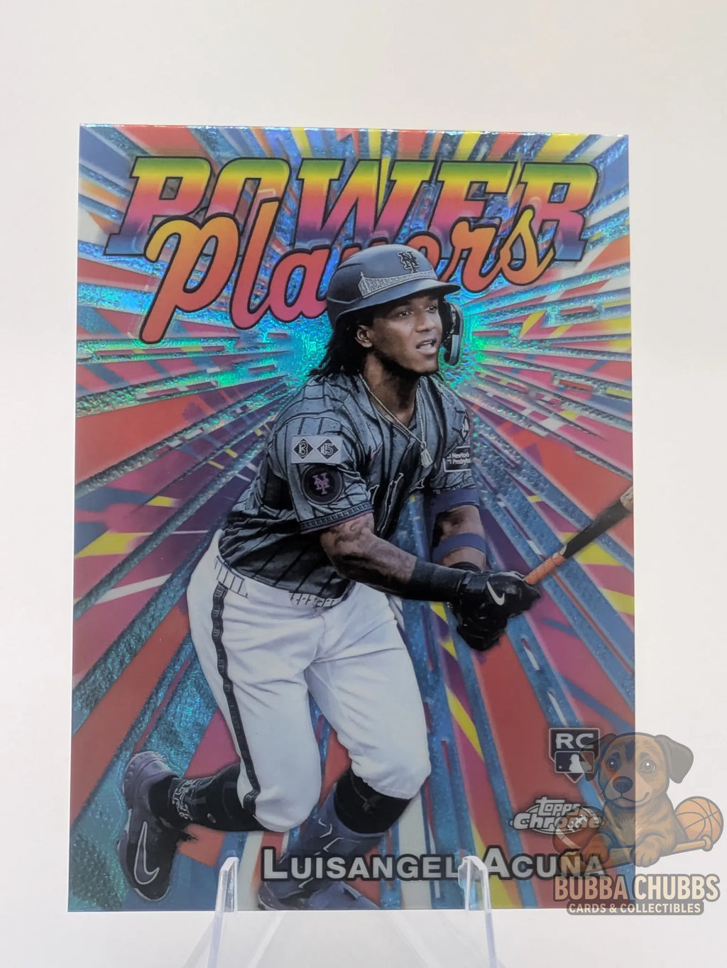 Baseball rookie trading card of Luisangel Acuna of the New York Mets topps "Power Players"