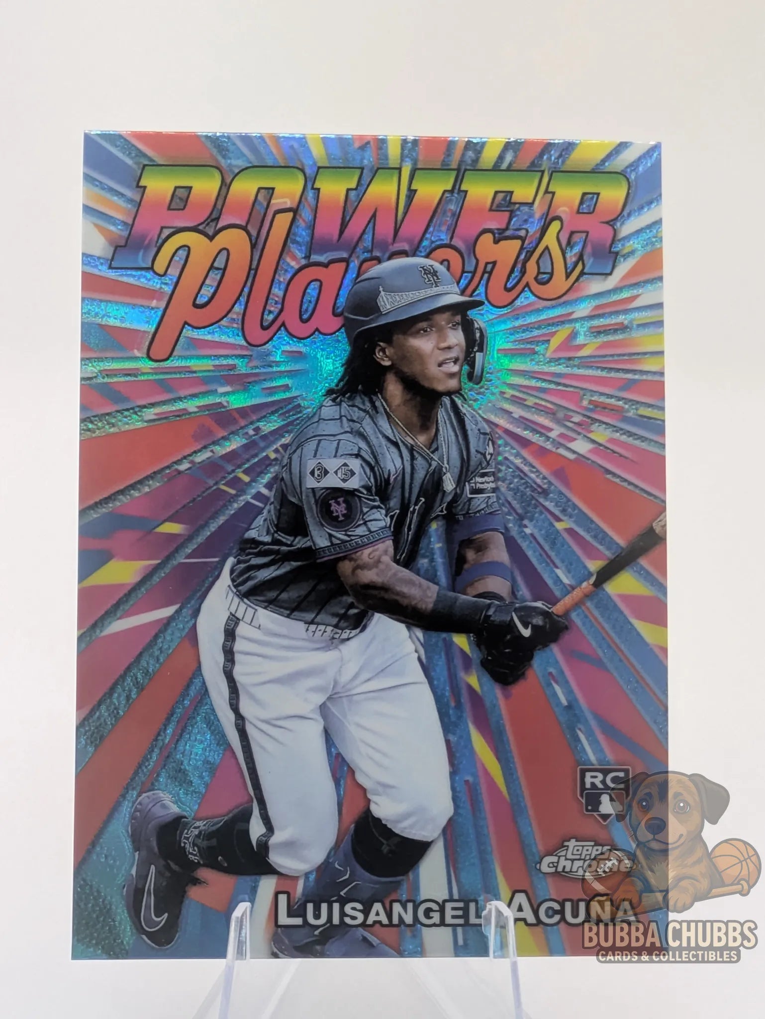 Baseball rookie trading card of Luisangel Acuna of the New York Mets topps "Power Players"