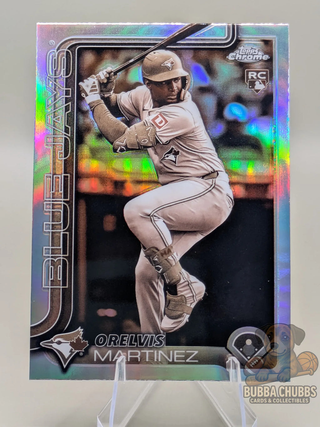 Baseball card featuring Orelvis Marinez rookie on the Toronto Blue Jays Topps Chrome