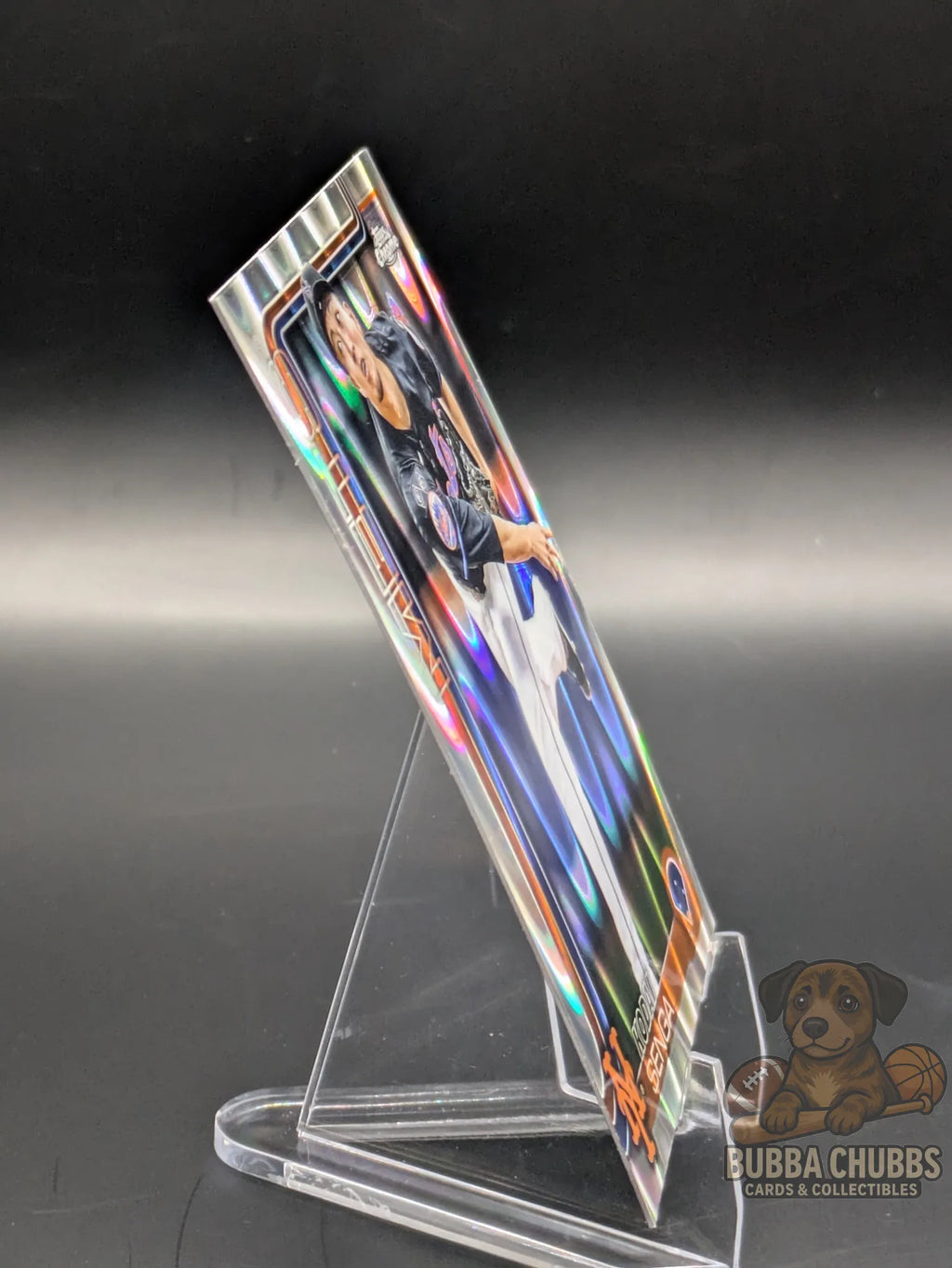 Baseball trading card featuring Kodai Senga of the New York Mets topps chrome silver ray wave