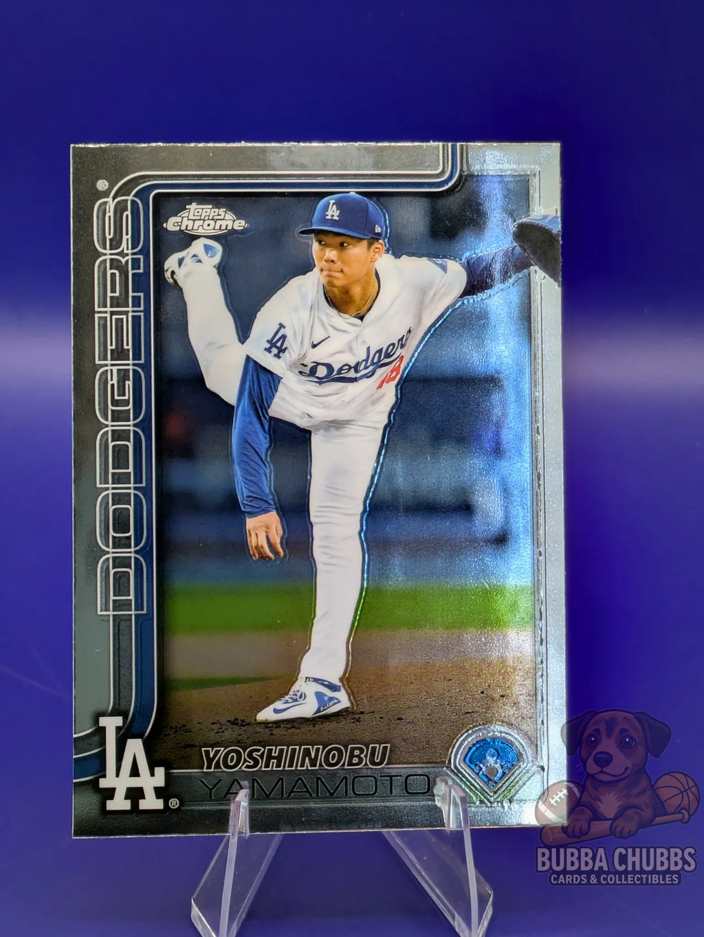 Baseball trading card Yoshinobu Yamamoto with the Los Angeles Dodgers