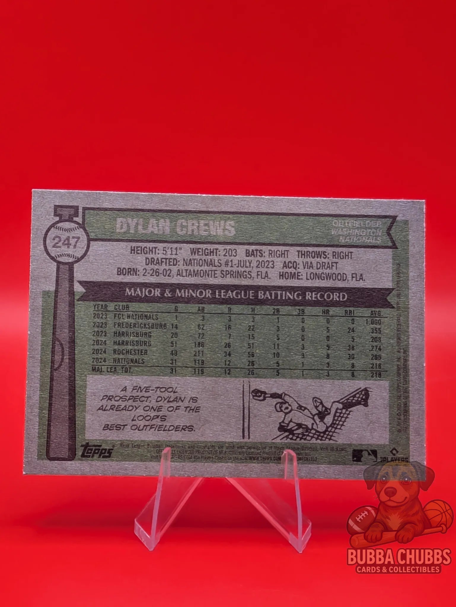 Baseball trading card of Dylan Crews of the Washington Nationals topps rookie heritage 