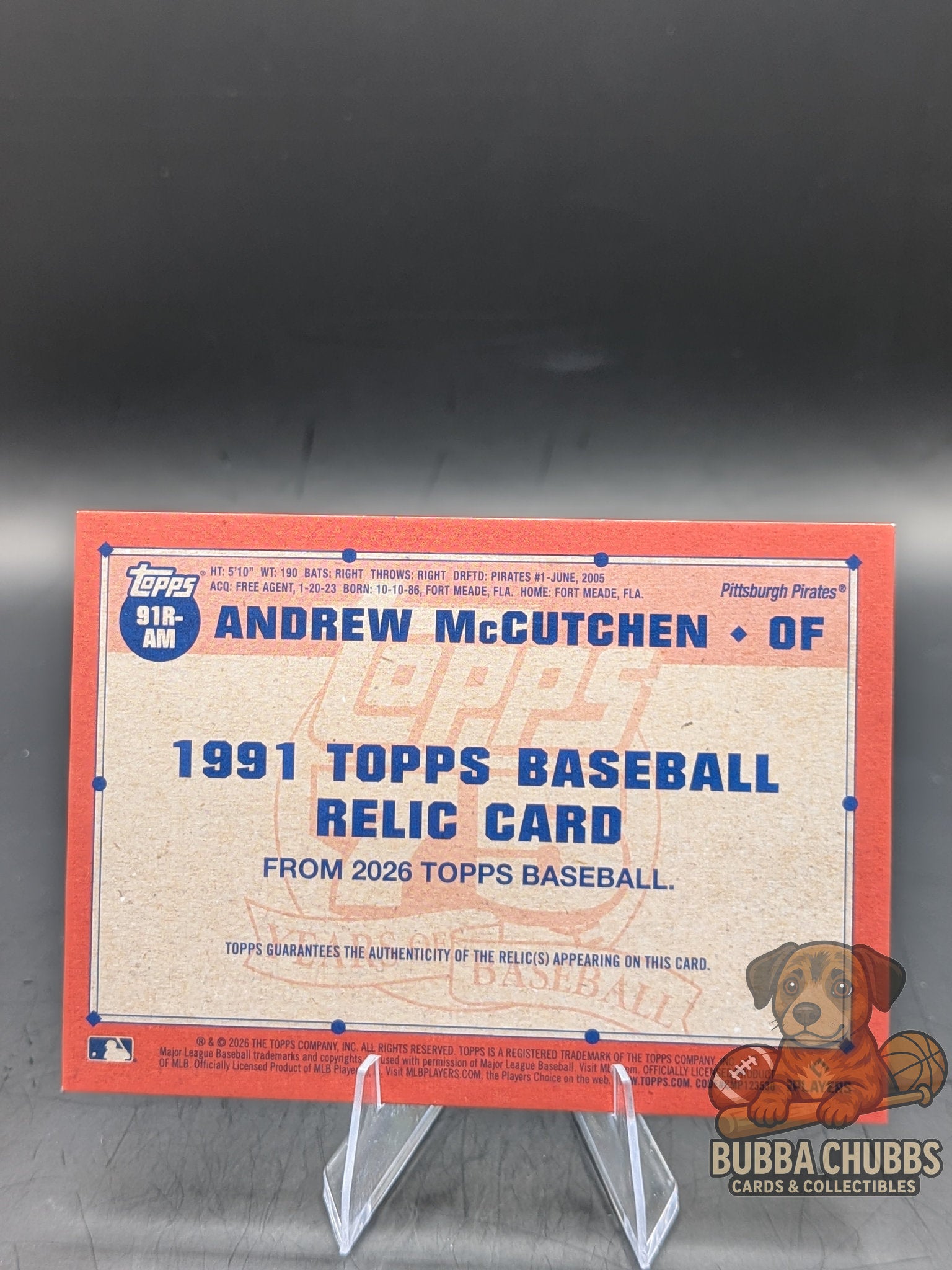 Baseball trading card of Andrew McCutchen Topps Series One 75th Anniversary Relic