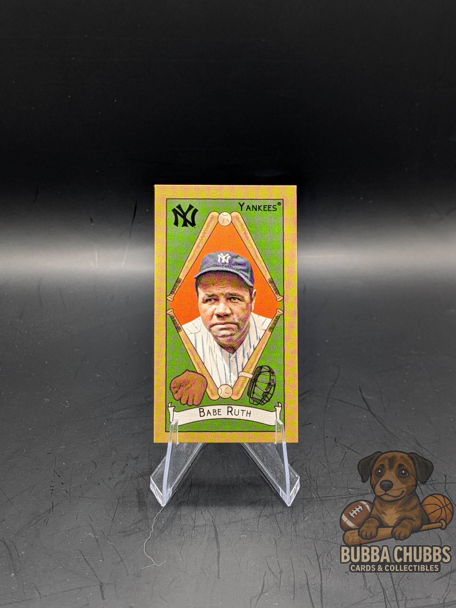 Baseball trading card of Babe Ruth Topps T-205 mini