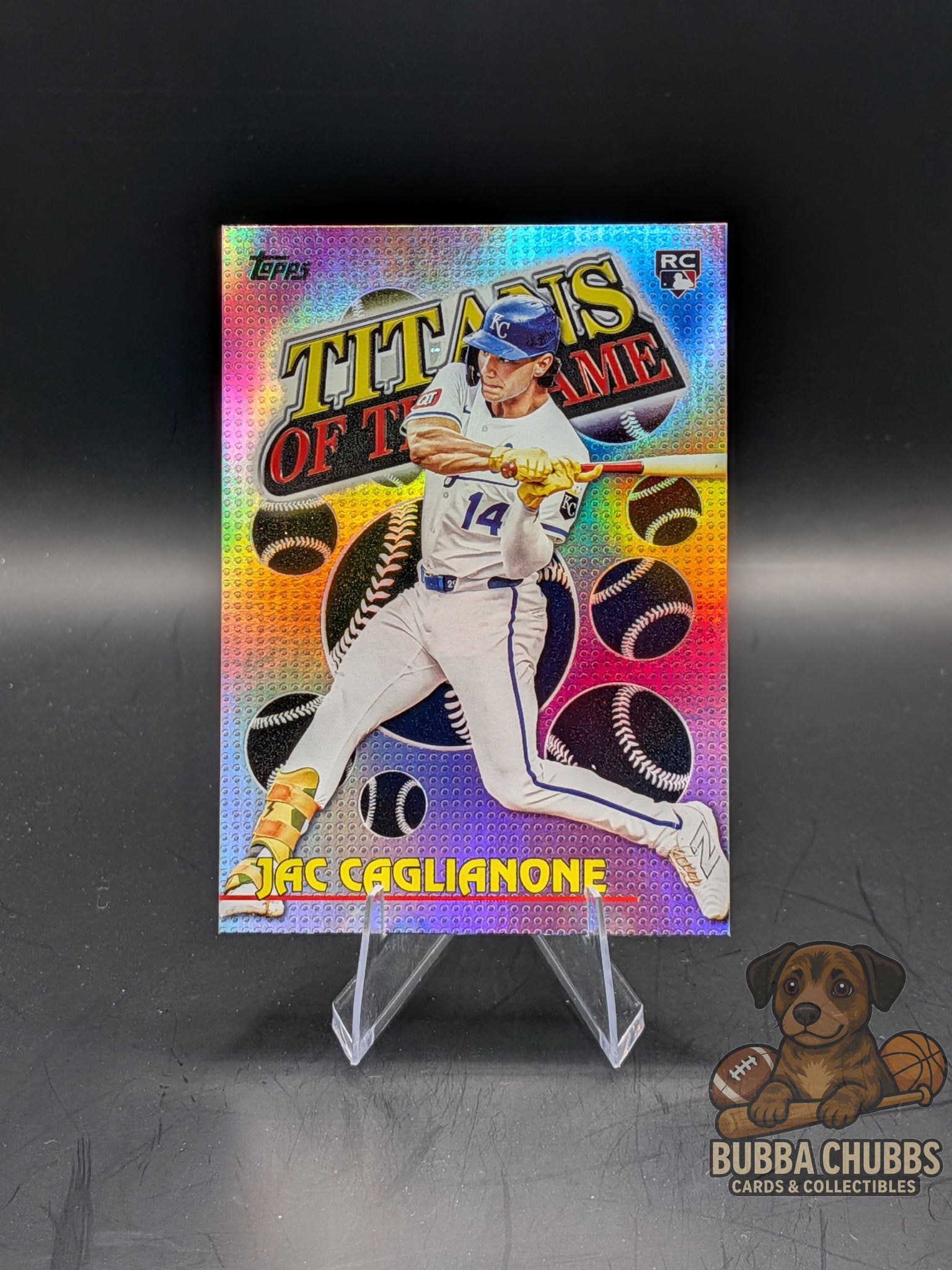 Baseball trading card featuring Jac Caglianone Topps Rookie Insert 'Titans of the Game' 