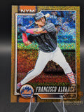 Baseball trading card of Francisco Alvarez of the New York Mets topps parallel sand glitter numbered