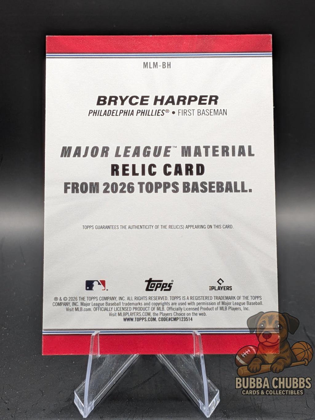 2026 Topps Series 1 Bryce Harper Relic #MLM-BH