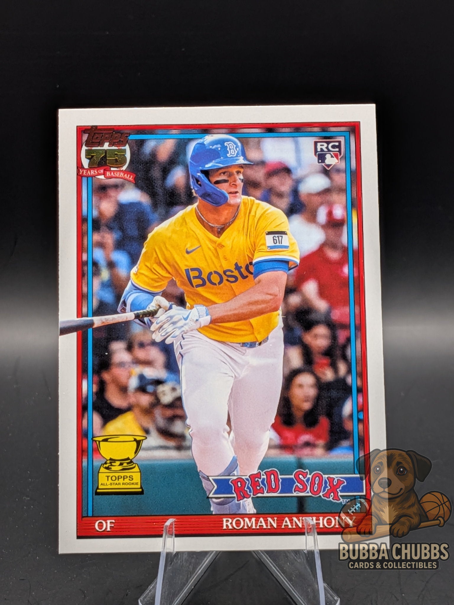 Baseball trading card of Roman Anthony topps all-star rookie 1991 design 