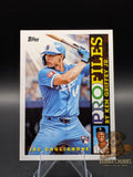 Baseball trading card featuring  Jac Caglianone rookie with Topps Profiles by Ken Griffey Jr. insert