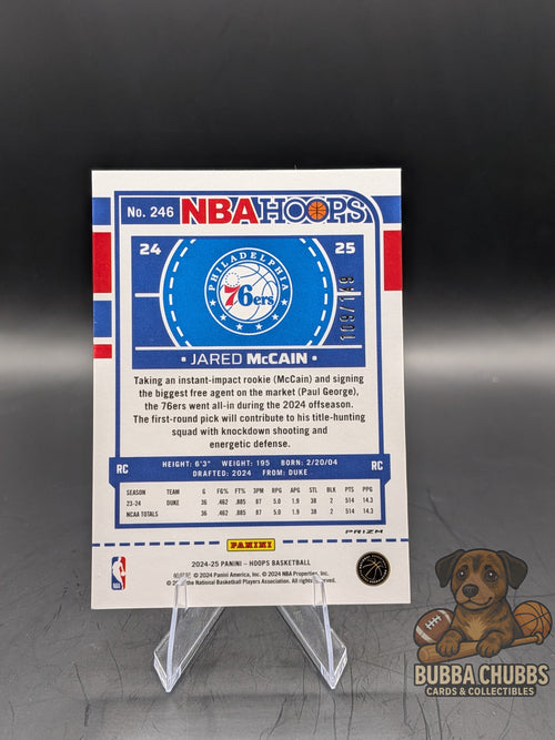 2024-25 Panini NBA Hoops Jared McCain #246 Premium Prizm Lime Green RC /149