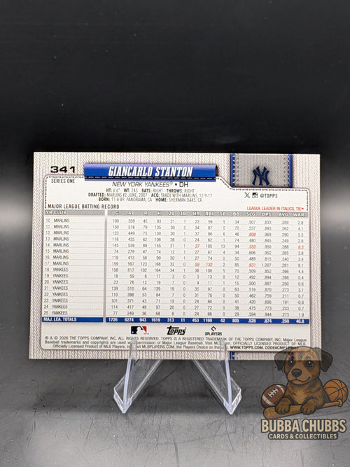 2026 Topps Series 1 Giancarlo Stanton #341 - Rainbow Foil Parallel