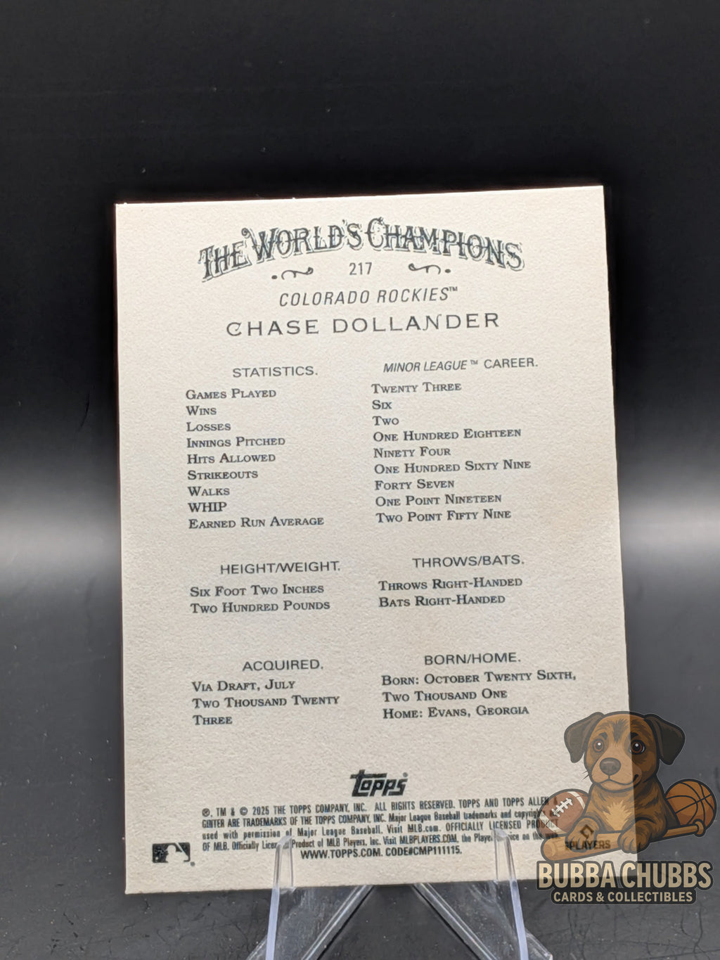 Baseball trading card of Chase Dollander Topps Allen & Ginter X 