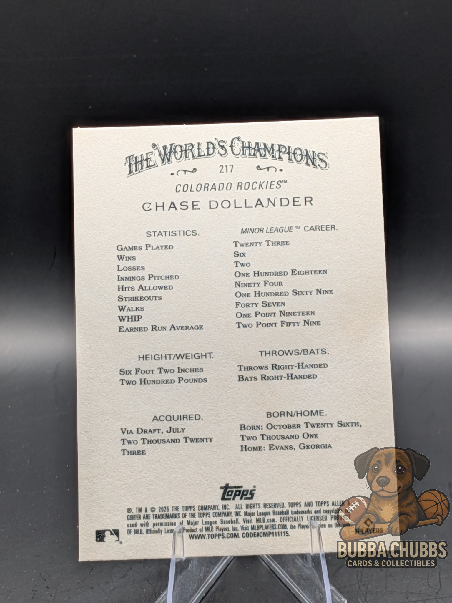 Baseball trading card of Chase Dollander Topps Allen & Ginter X 