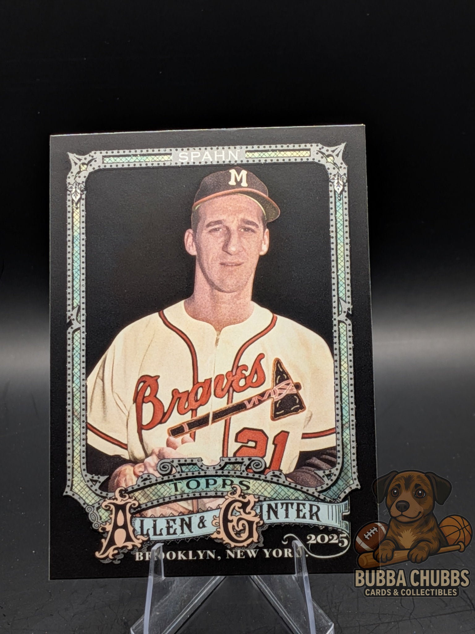 Baseball trading card featuring Warren Spahn Topps Allen & Ginter X