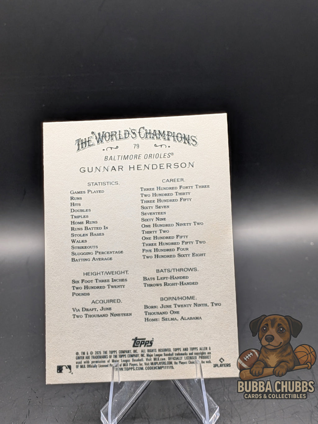 Baseball trading card of Gunnar Henderson Topps Allen & Ginter X 