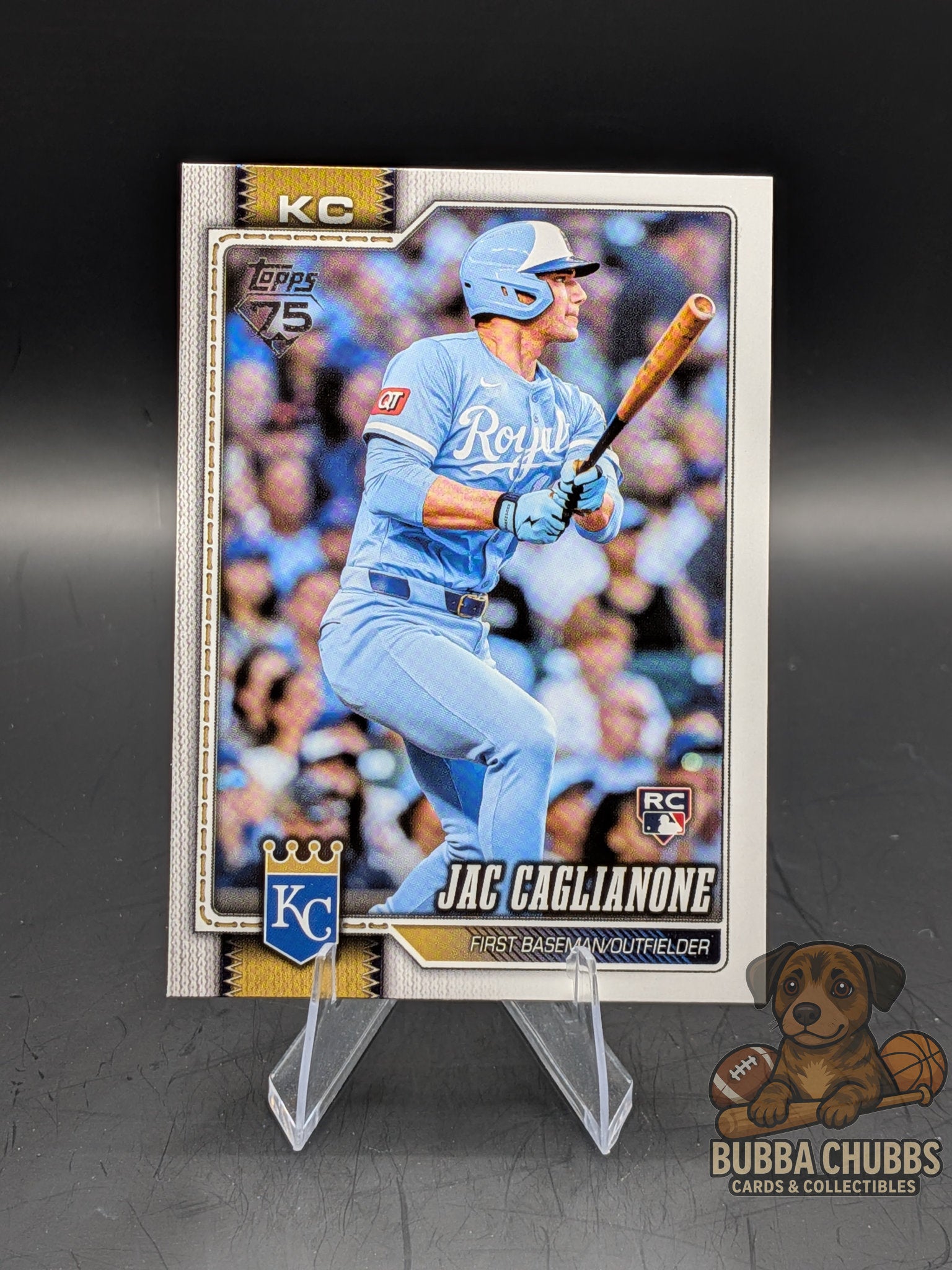 Baseball trading card of Jac Caglianone topps series 1 rookie card