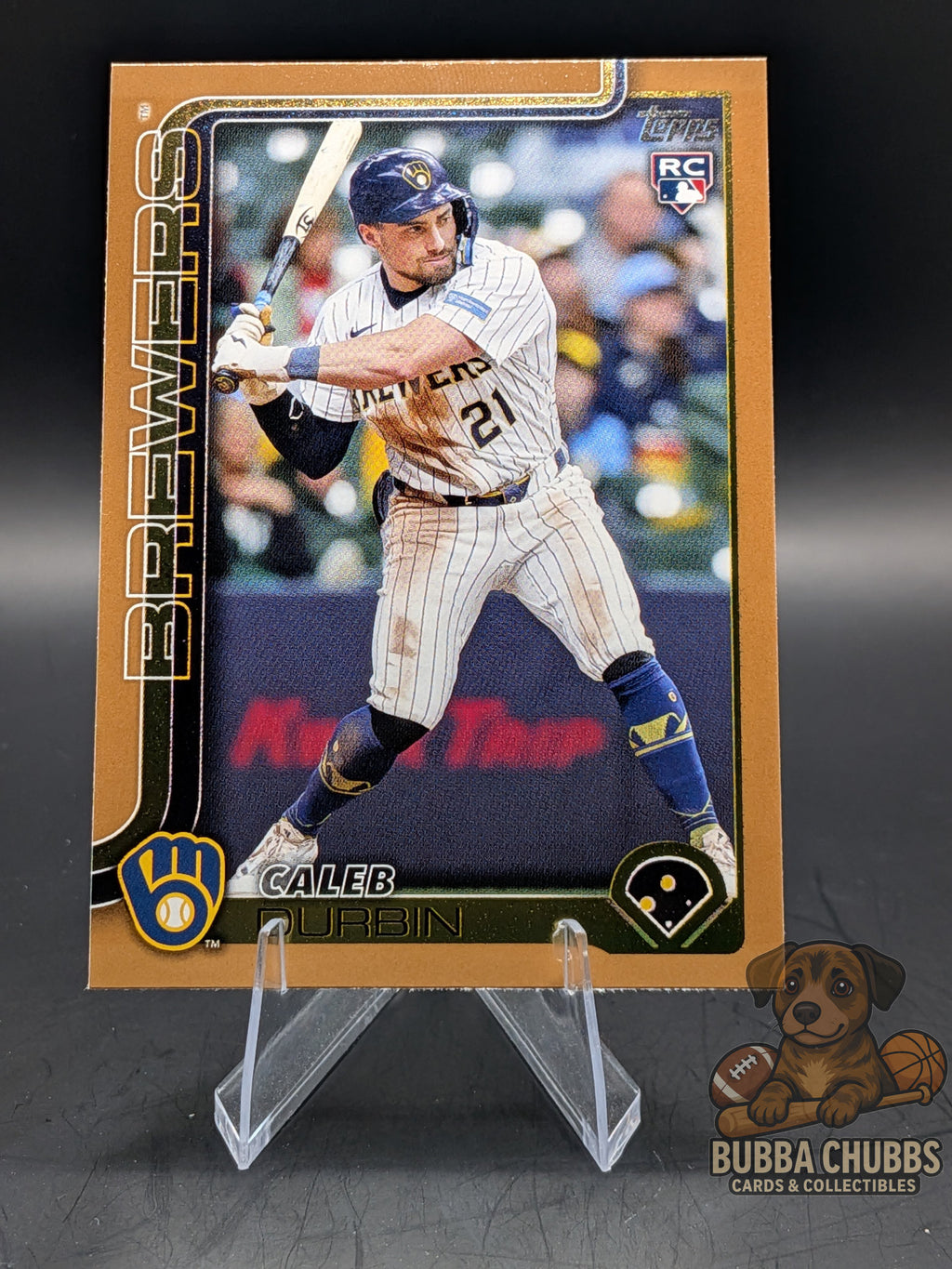 Baseball trading card of Caleb Durbin Topps update series Rookie Gold parallel numbered 