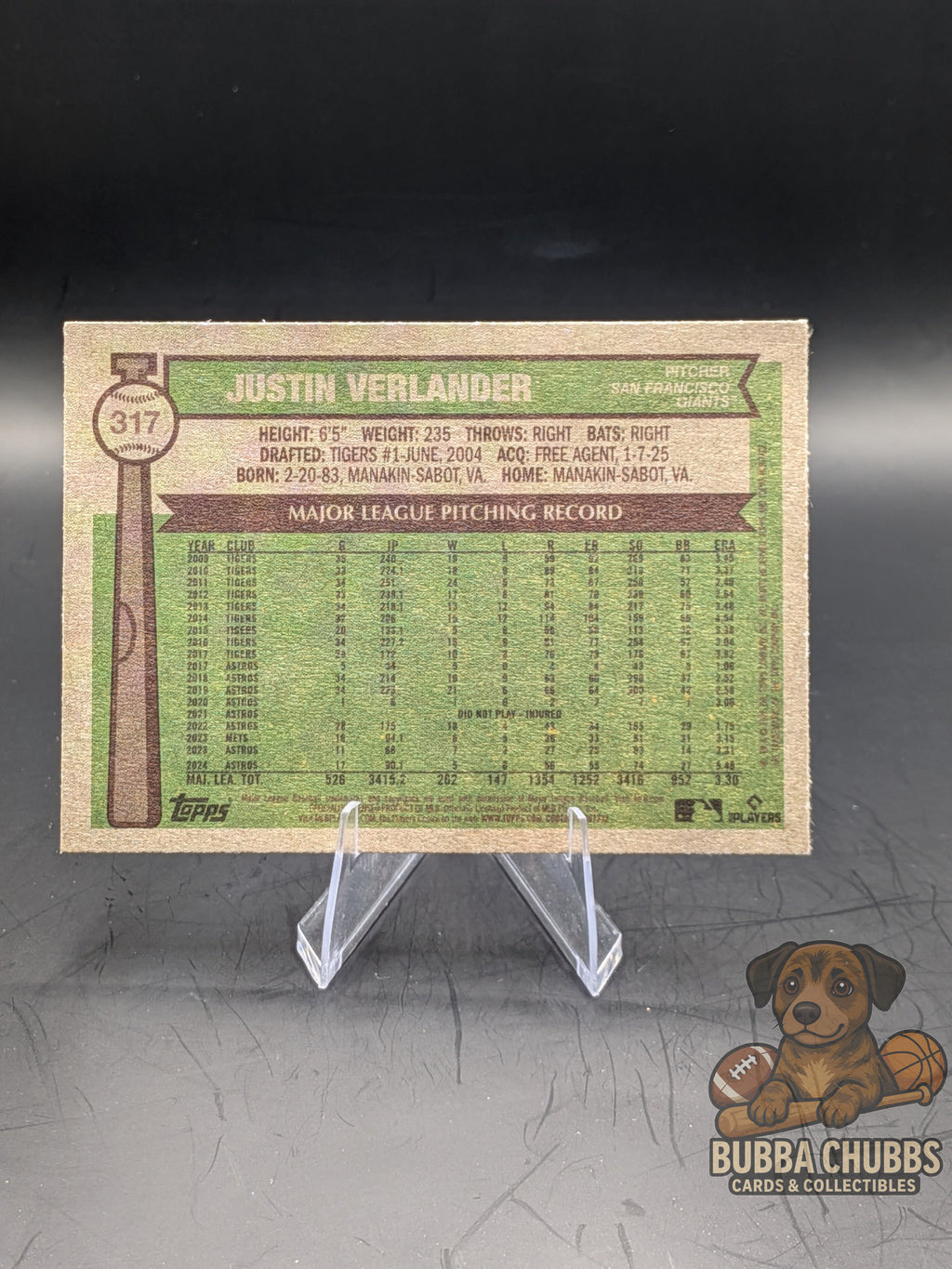 Baseball trading card of Justin Verlander topps heritage