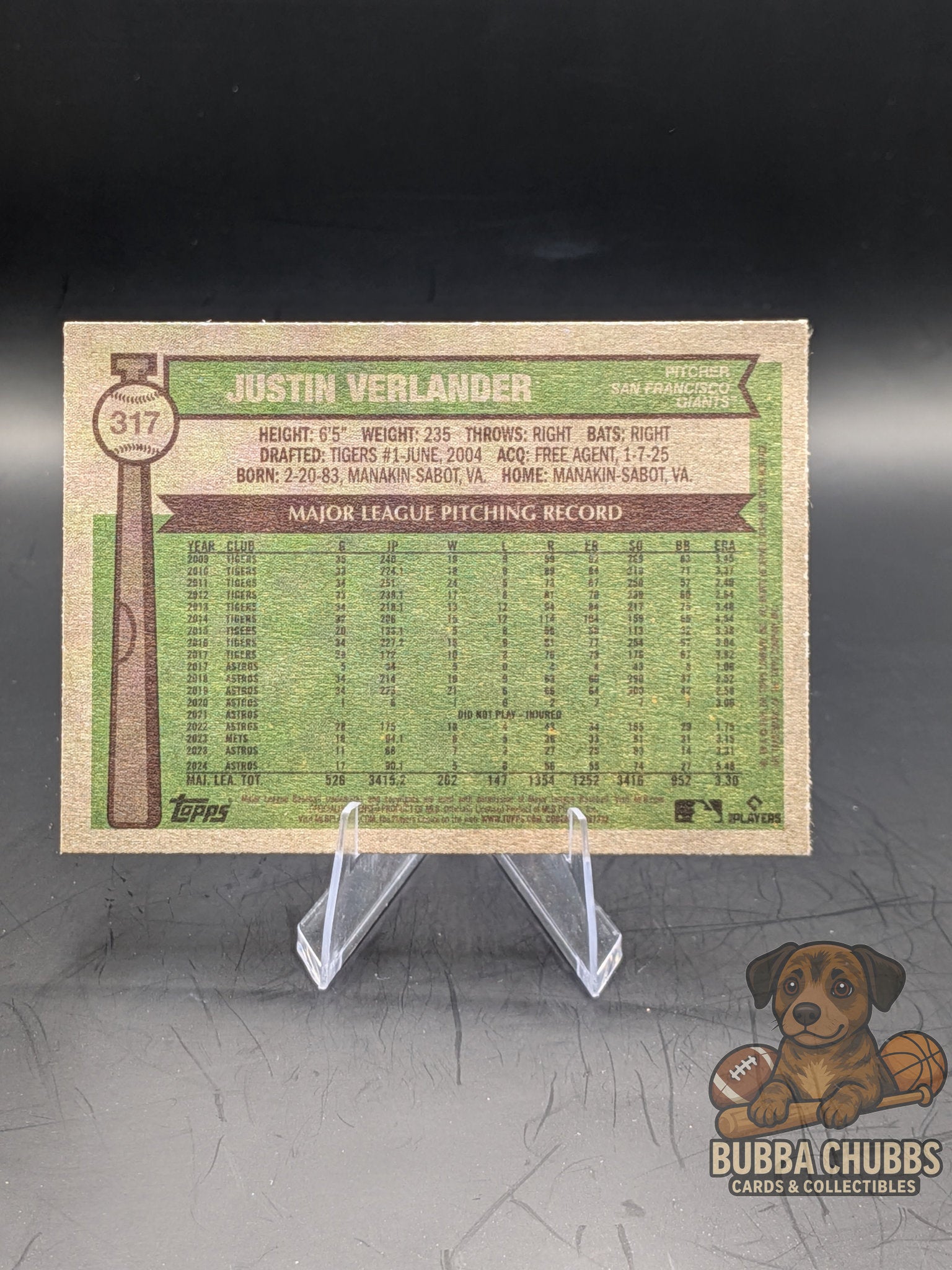 Baseball trading card of Justin Verlander topps heritage