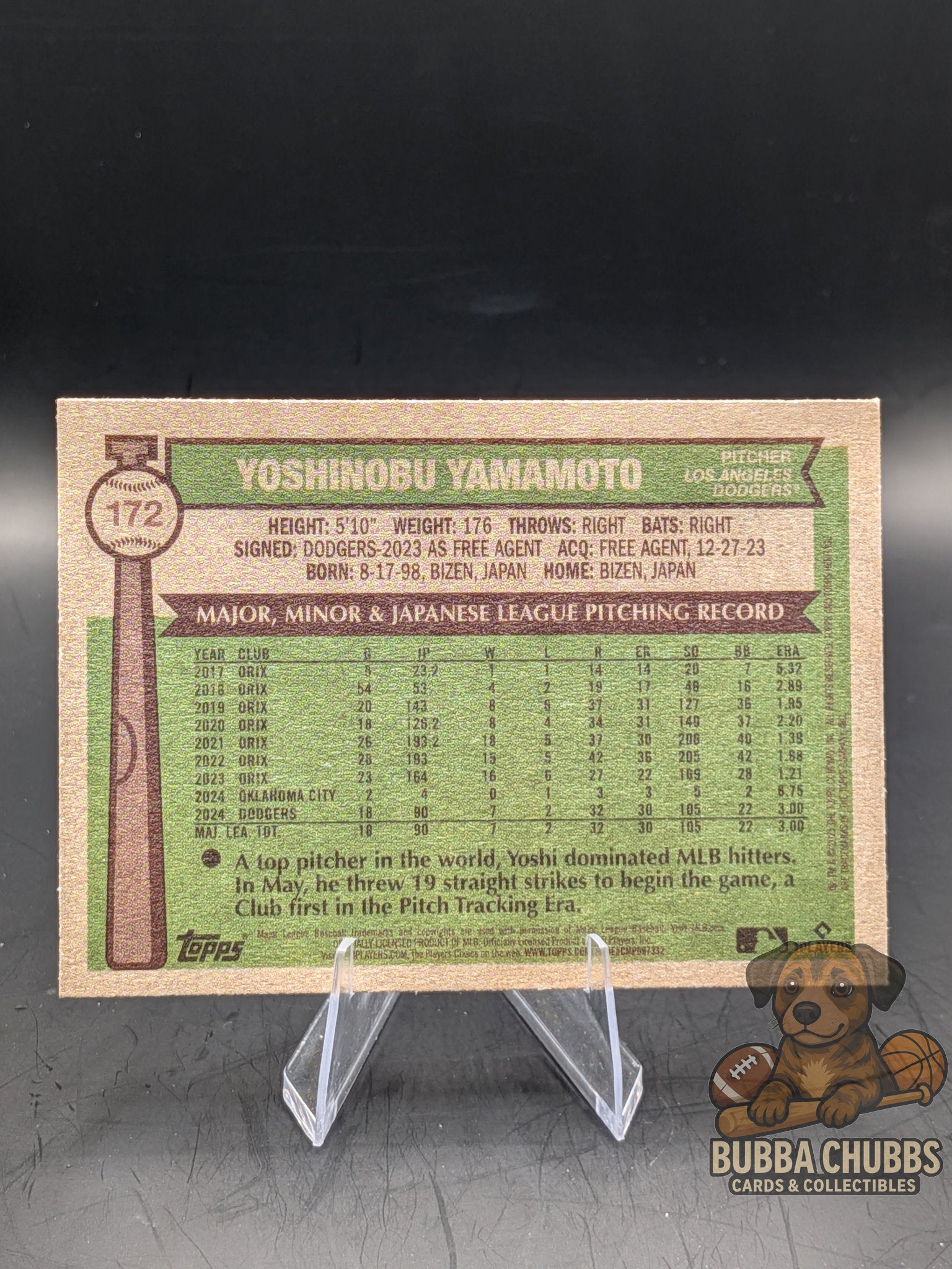 Baseball trading card of Yoshinobu Yamamoto Topps Heritage 