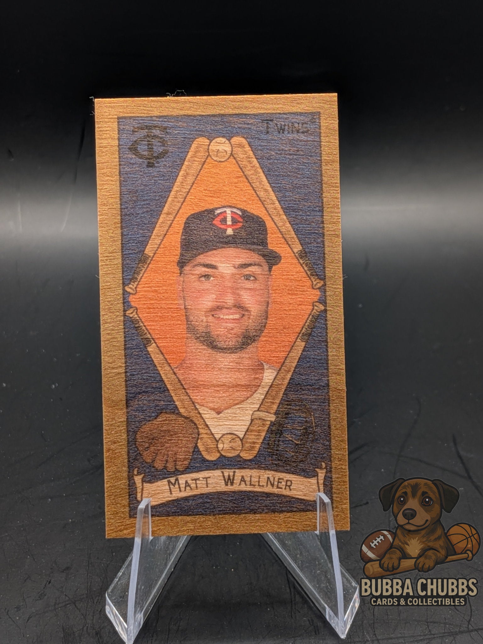 baseball trading card of Matt Wallner topps T-205 wood parallel