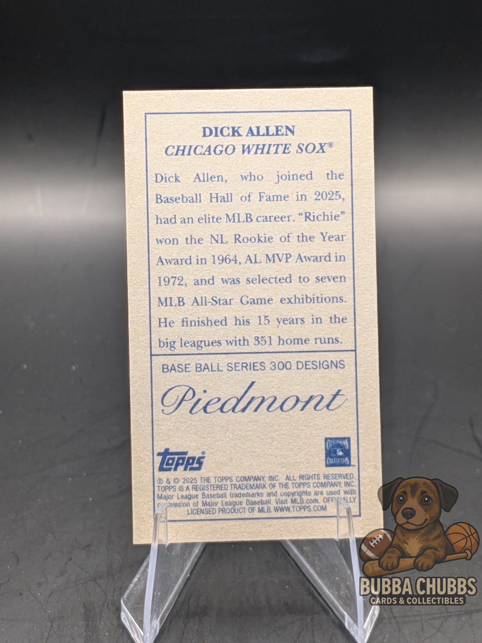 Baseball card of Dick Allen Topps T-205 Piemont back mini
