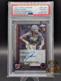 Baseball trading card of James Wood of washington nationals rookie autograph card