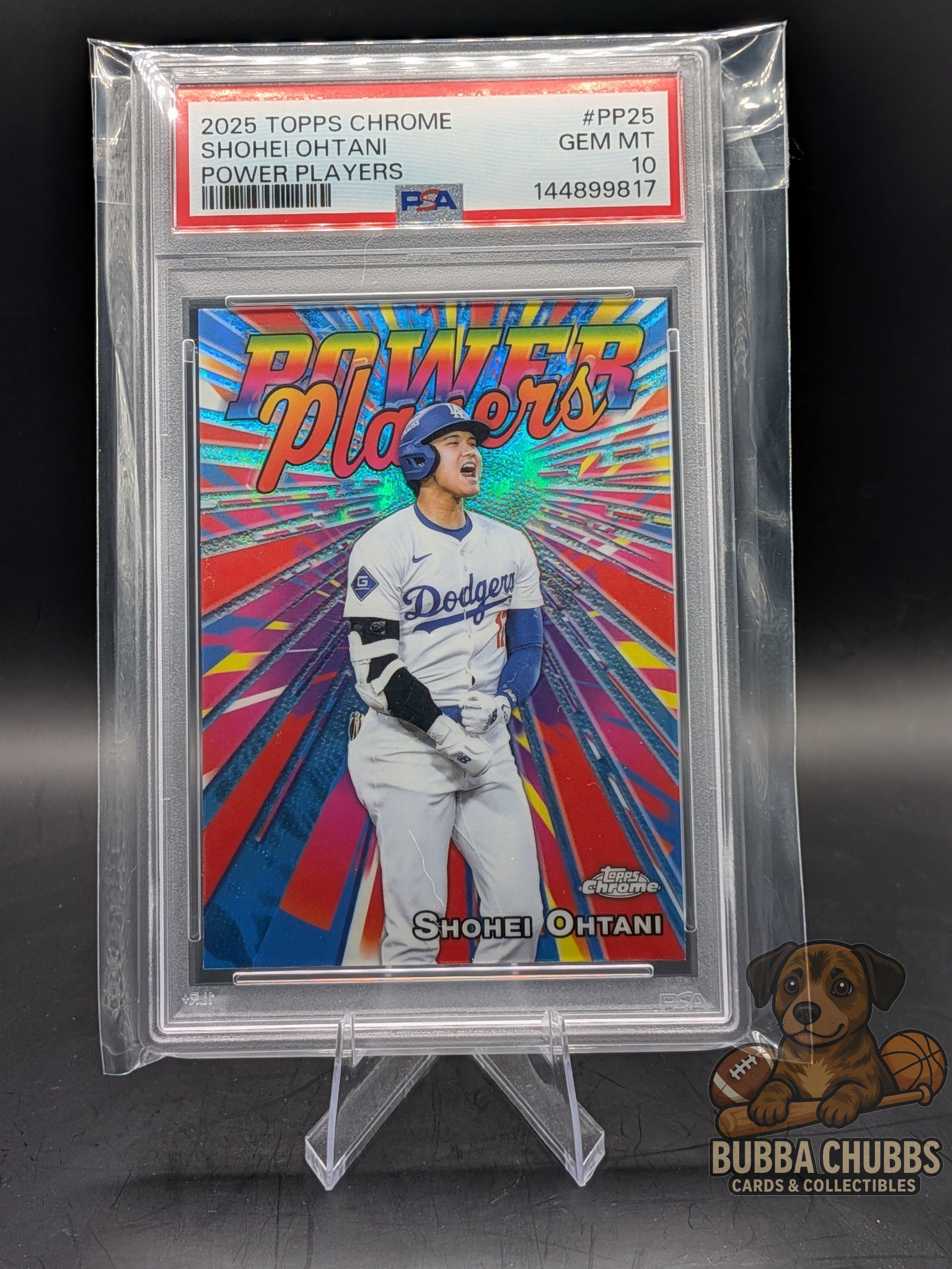 Baseball trading card of Shohei Ohtani topps chrome power players PSA graded 10