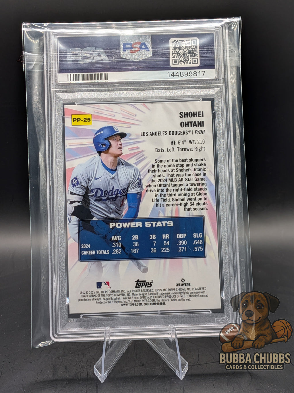 Baseball trading card of Shohei Ohtani topps chrome power players PSA graded 10
