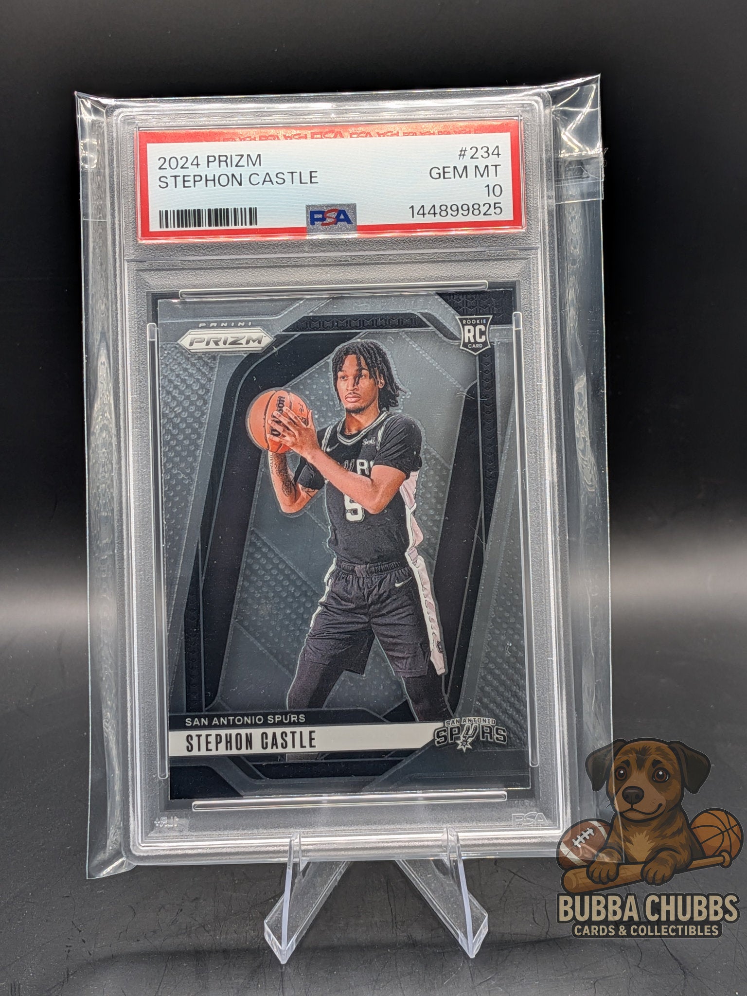 Basketball trading card of rookie Stephon Castle psa 10 graded panini prizm 