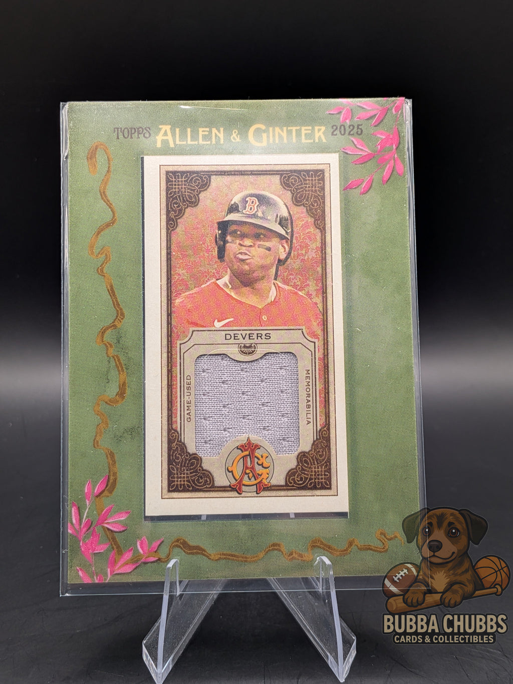 Baseball trading card Rafael Devers  topps allen & ginter Memorabilia relic green frame