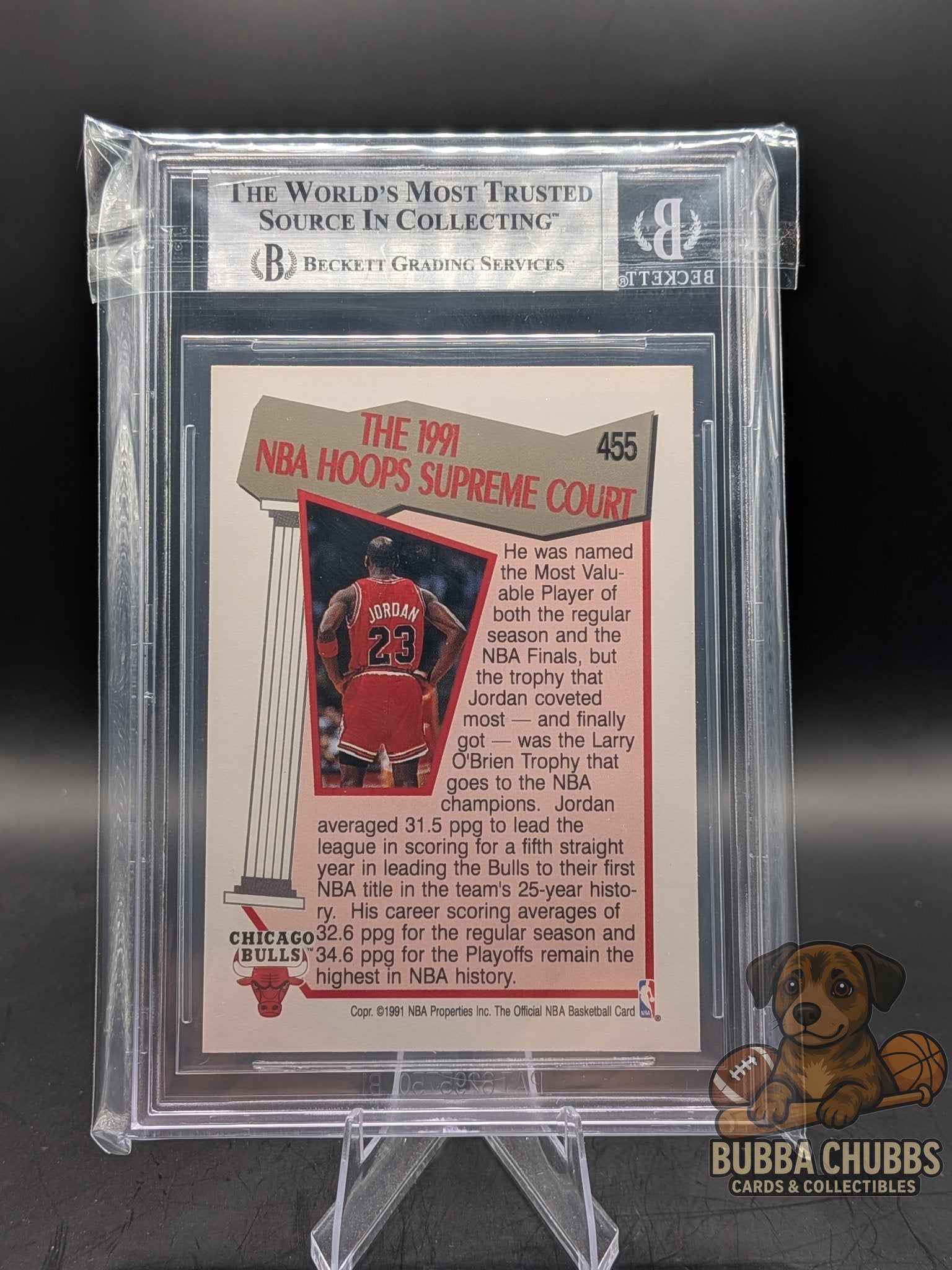 Basketball trading card of Michael Jordan NBA Hoops BGS 9