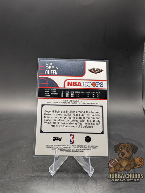 2025-26 Topps NBA Hoops RC Derik Queen #62