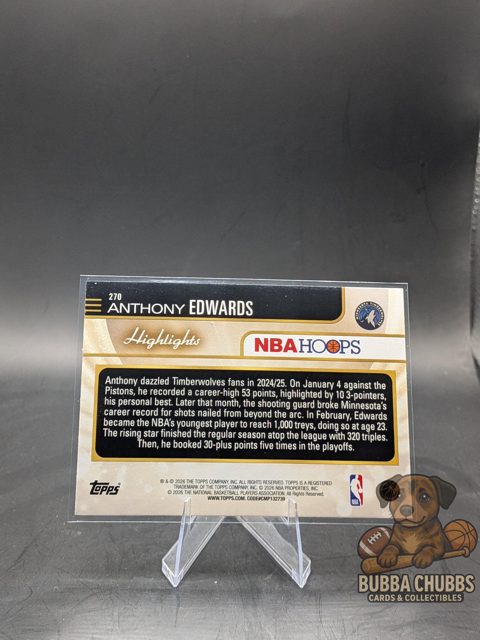 2025-26 Topps NBA Hoops Highlights Rainbow Foil Anthony Edwards #270