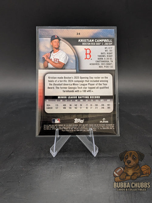 2025 Topps Stadium Club Sepia Refractor RC Kristian Campbell #34