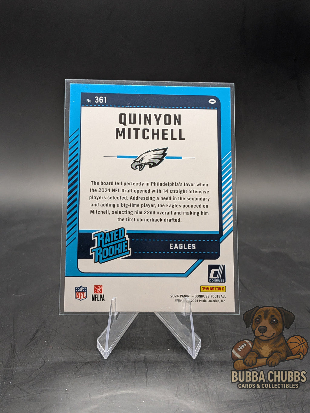 2025 Donruss Panini Rated Rookie Blue Press Proof Quinyon Mitchell #361