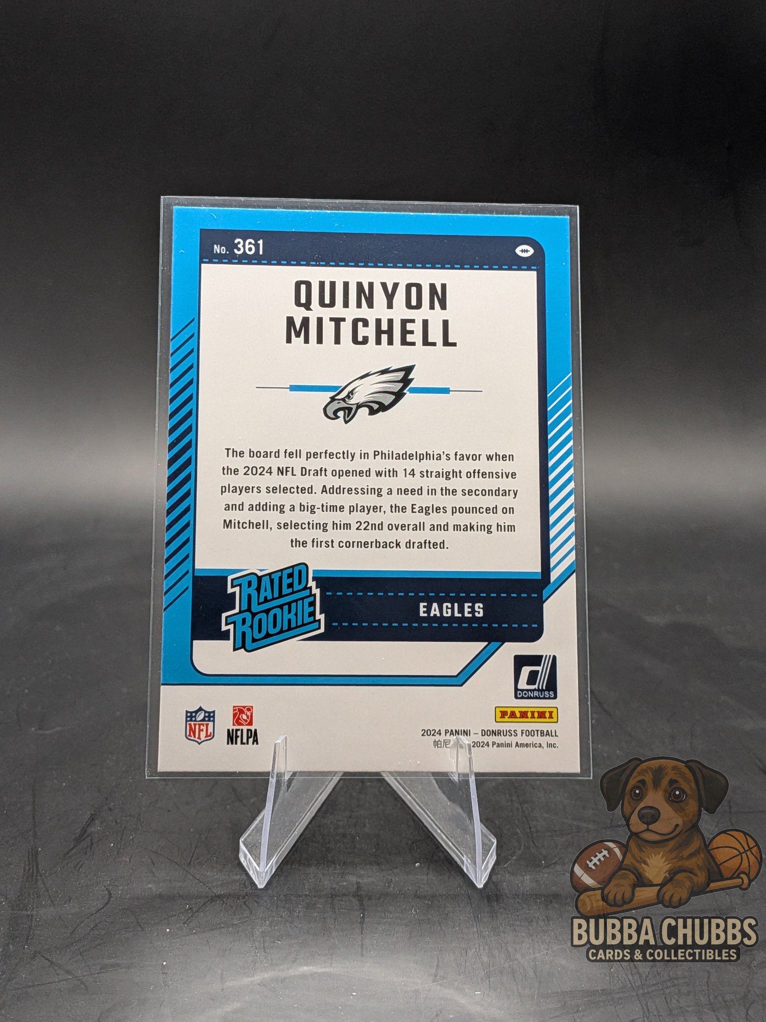 2025 Donruss Panini Rated Rookie Blue Press Proof Quinyon Mitchell #361