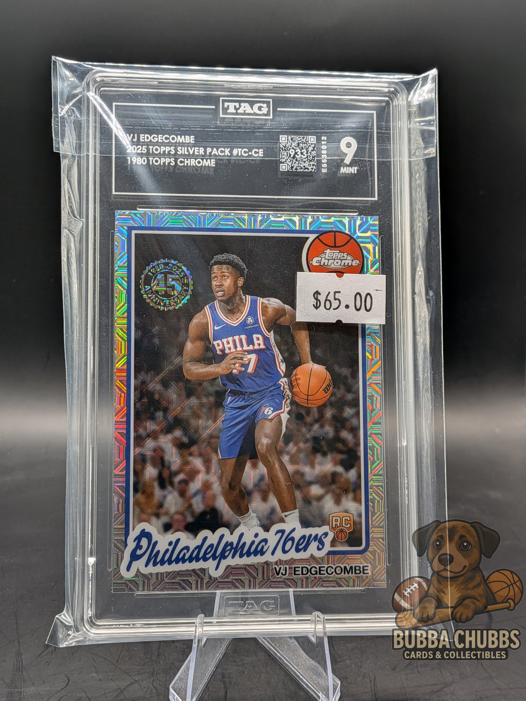2025 Topps Chrome Silver Pack Mojo Refractor RC VJ Edgecombe #TC-CE TAG Mint 9