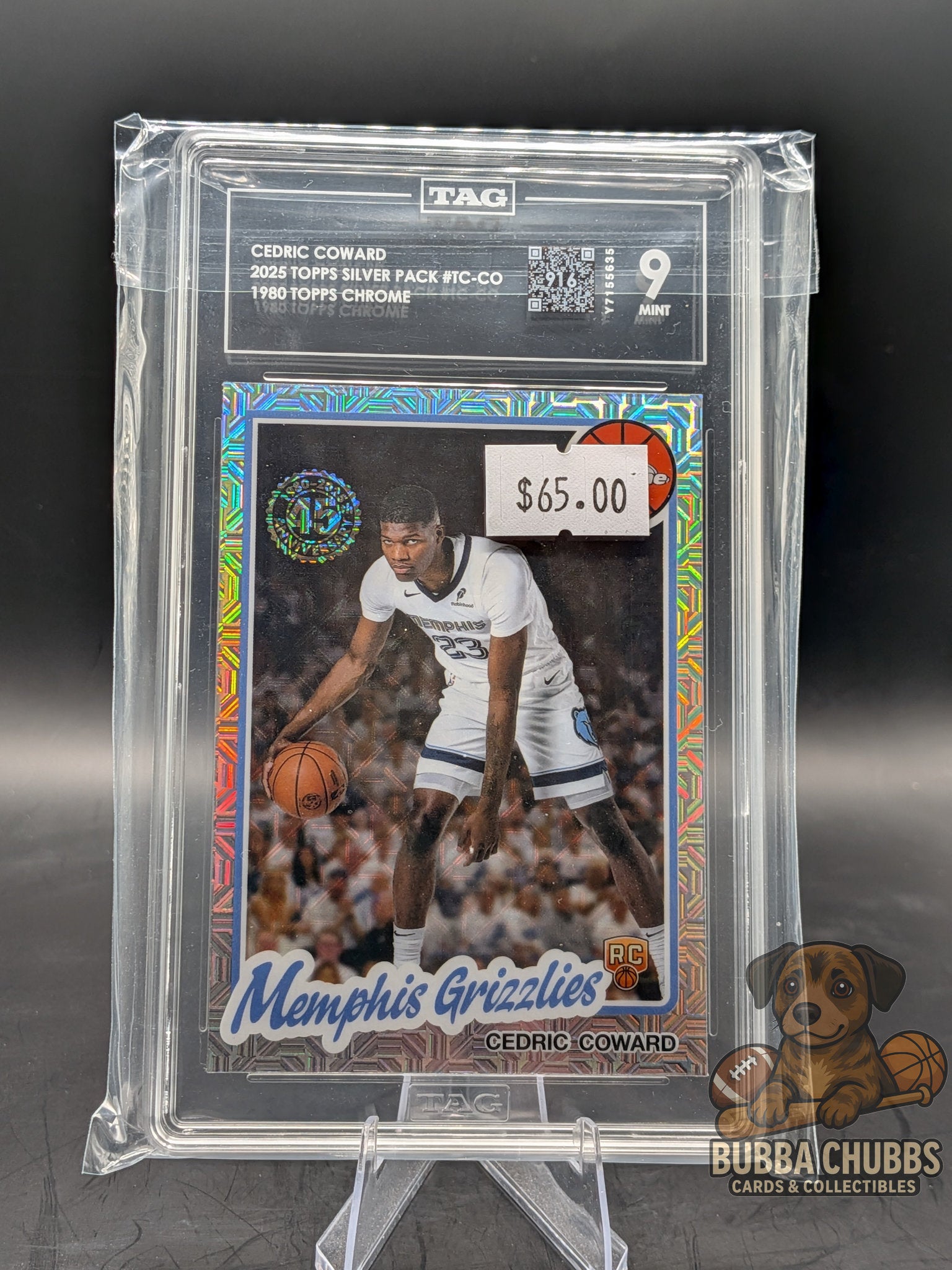 2025 Topps Chrome Silver Pack Mojo Refractor RC Cedric Coward #TC-CO TAG Mint 9