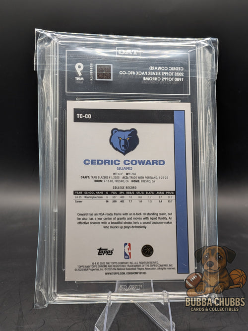 2025 Topps Chrome Silver Pack Mojo Refractor RC Cedric Coward #TC-CO TAG Mint 9