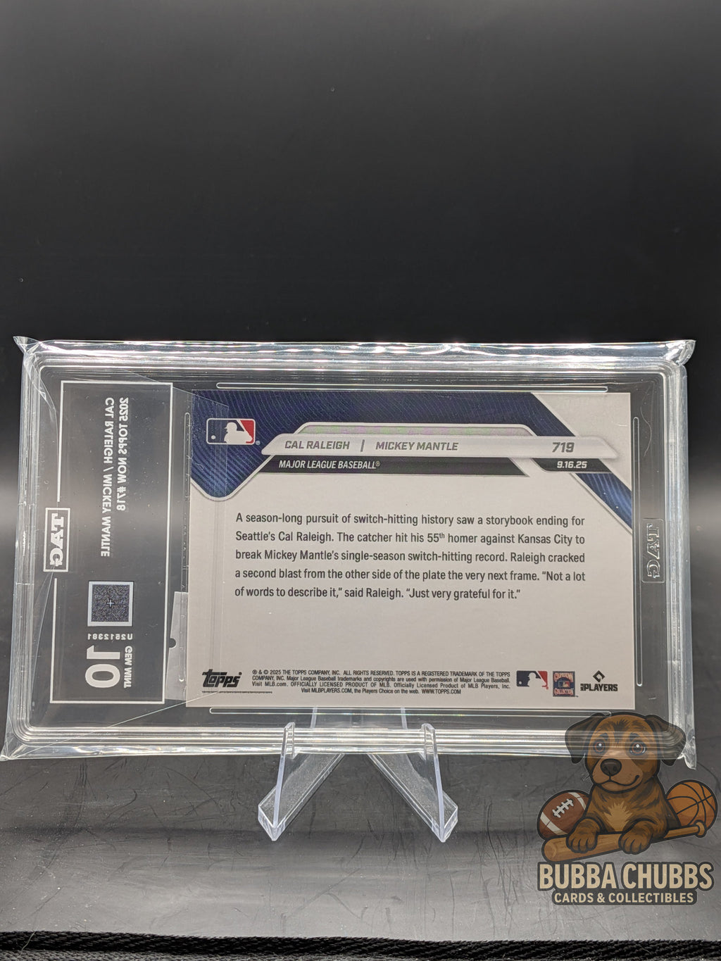 2025 Topps NOW Cal Raleigh / Mickey Mantle #718 TAG GEM MINT 10