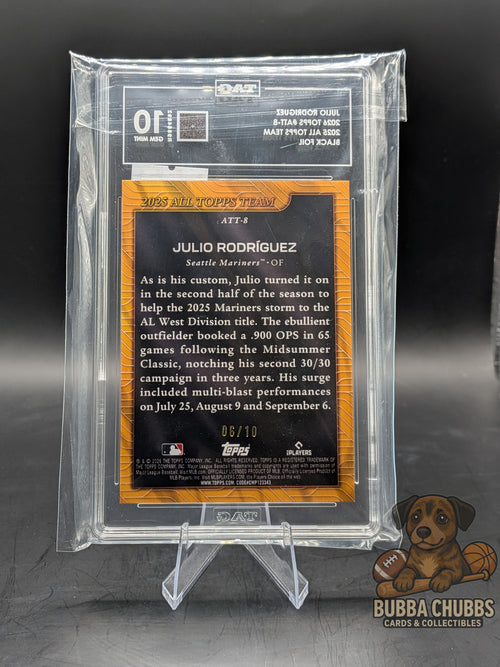 2026 Topps 2025 All Topps Team Black Foil Julio Rodriguez #ATT-8 06/10 TAG GEM MINT 10