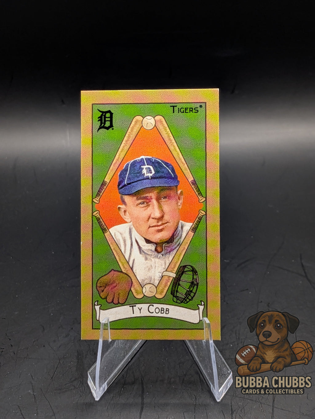 Baseball trading card of Ty Cobb Topps T-205 mini Sweet Caporal back